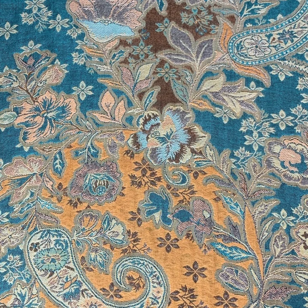 Teal, tan, and brown pashmina shawl/ scarf